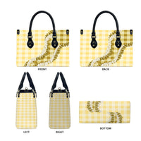Yellow Hawaii Palaka Leather Bag Hawaiian Honohono Lei