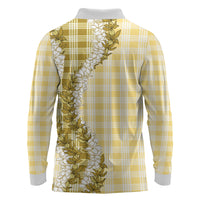 Yellow Hawaii Palaka Long Sleeve Polo Shirt Hawaiian Honohono Lei