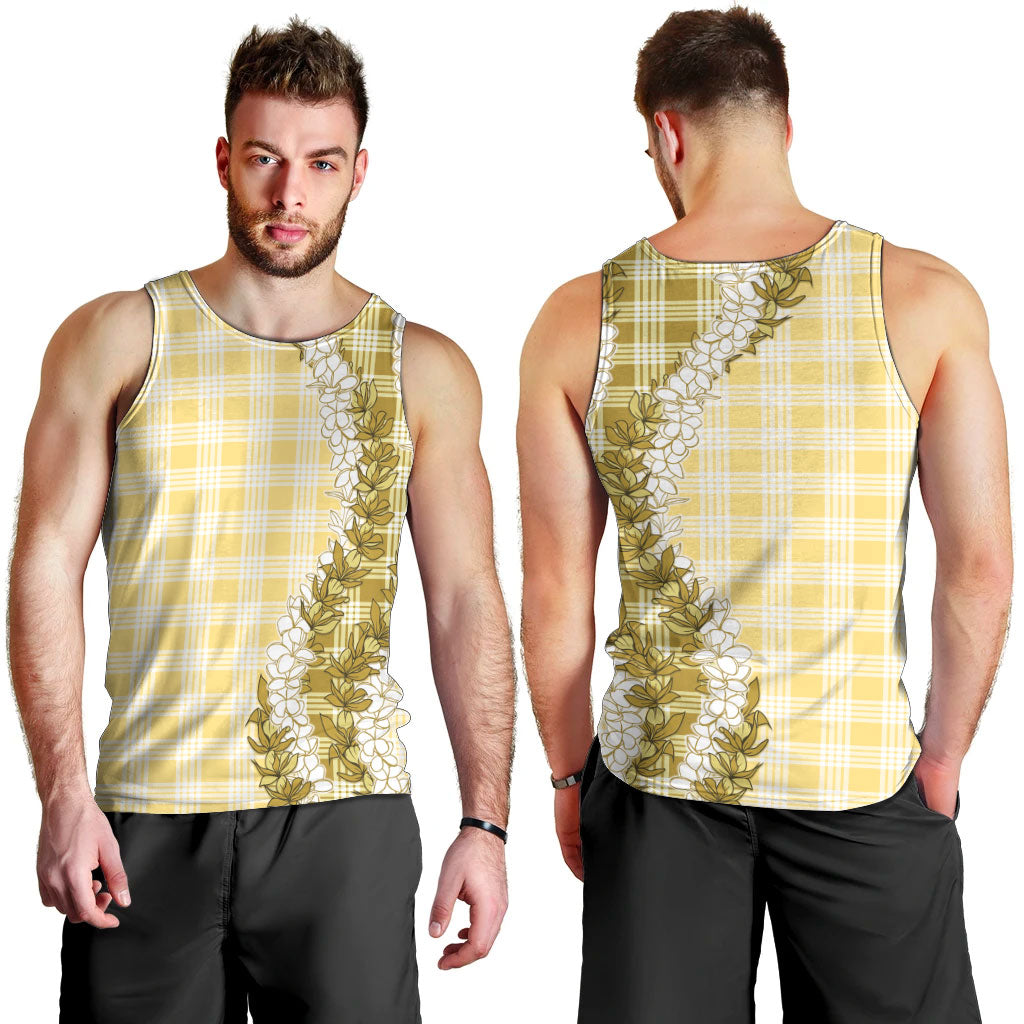 Yellow Hawaii Palaka Men Tank Top Hawaiian Honohono Lei