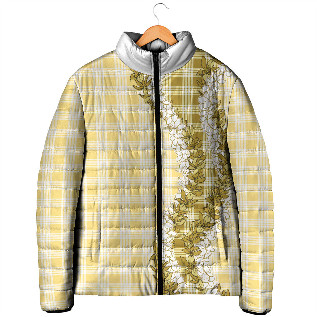 Yellow Hawaii Palaka Padded Jacket Hawaiian Honohono Lei