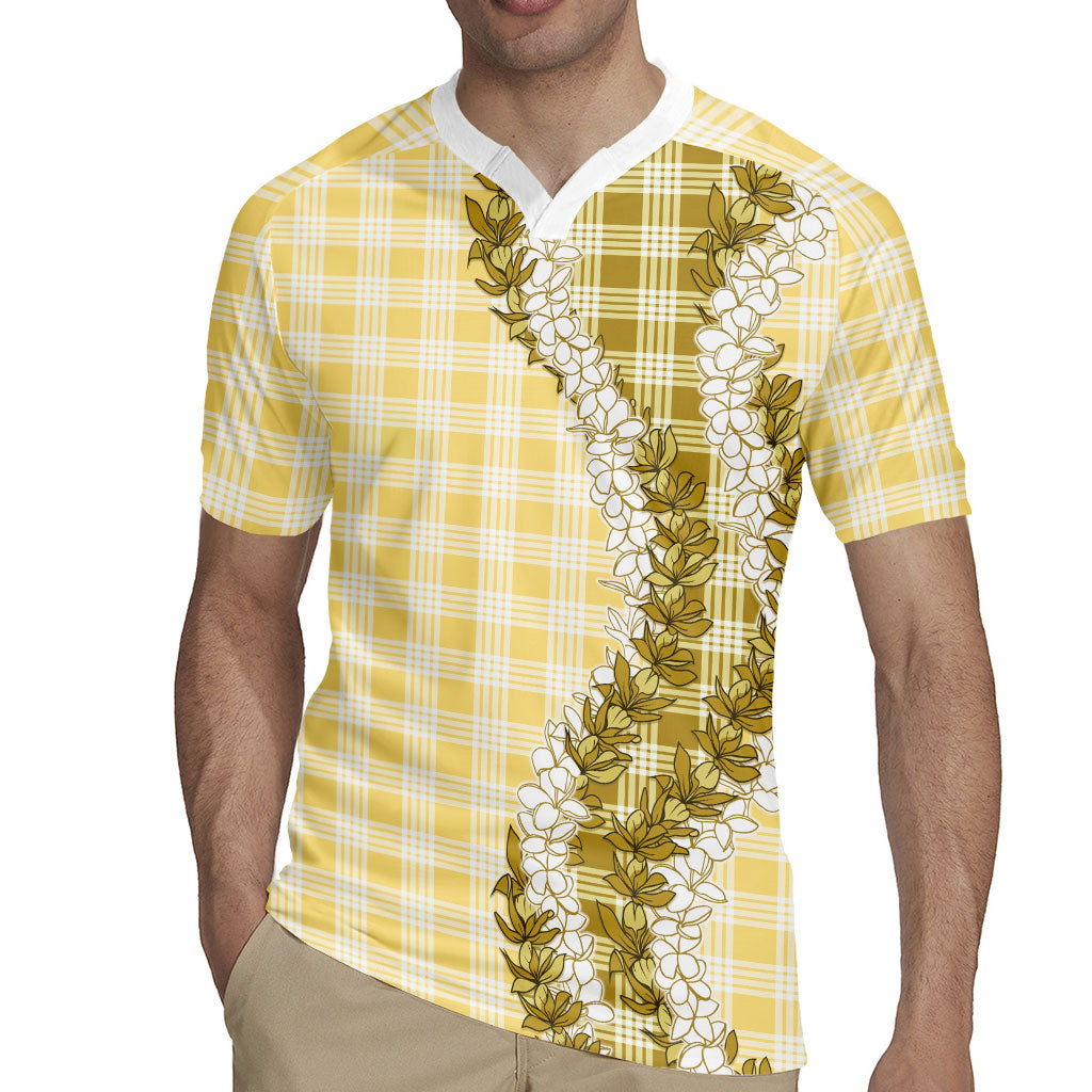 Yellow Hawaii Palaka Rugby Jersey Hawaiian Honohono Lei