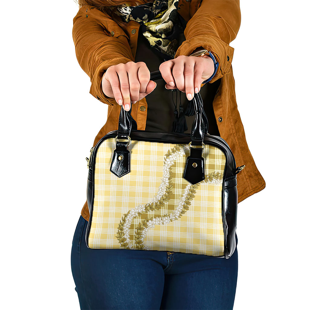 Yellow Hawaii Palaka Shoulder Handbag Hawaiian Honohono Lei