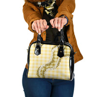 Yellow Hawaii Palaka Shoulder Handbag Hawaiian Honohono Lei
