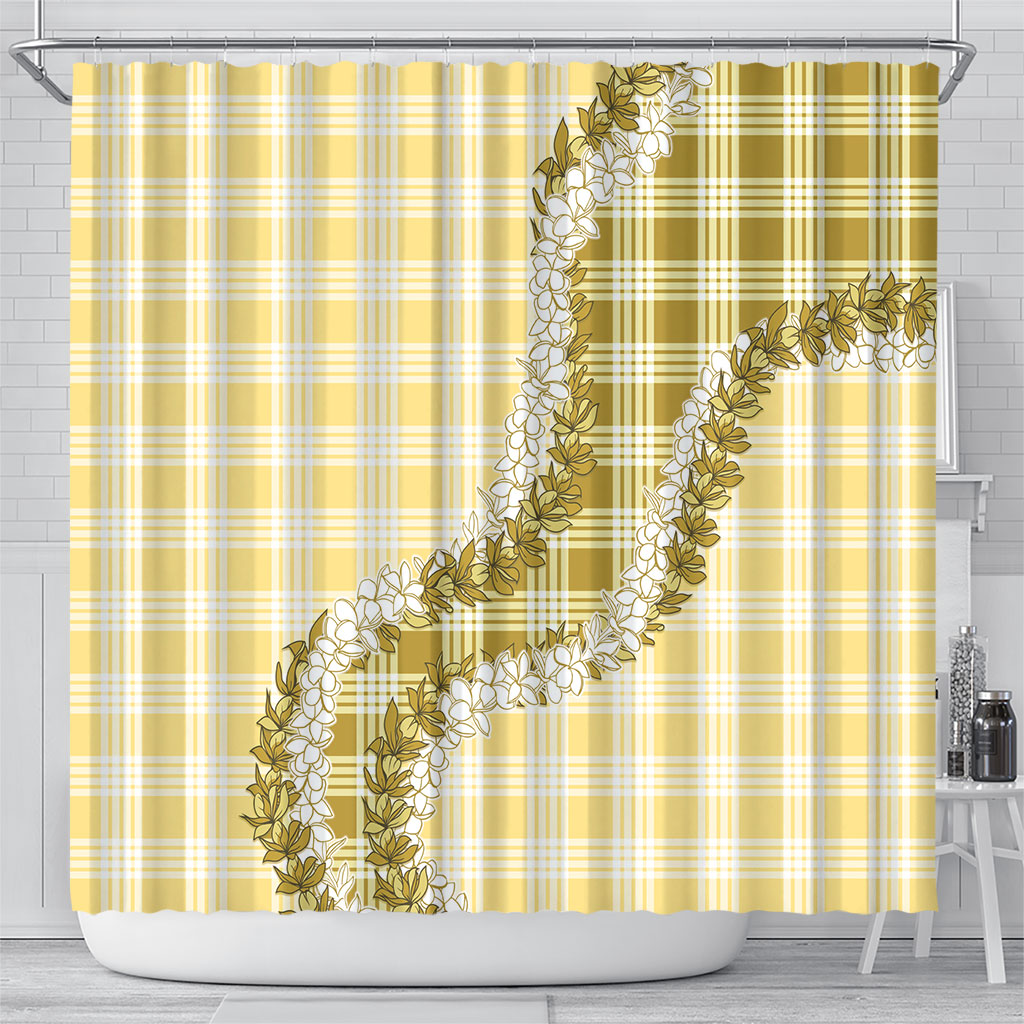 Yellow Hawaii Palaka Shower Curtain Hawaiian Honohono Lei