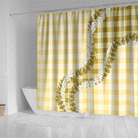 Yellow Hawaii Palaka Shower Curtain Hawaiian Honohono Lei