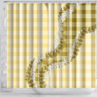 Yellow Hawaii Palaka Shower Curtain Hawaiian Honohono Lei