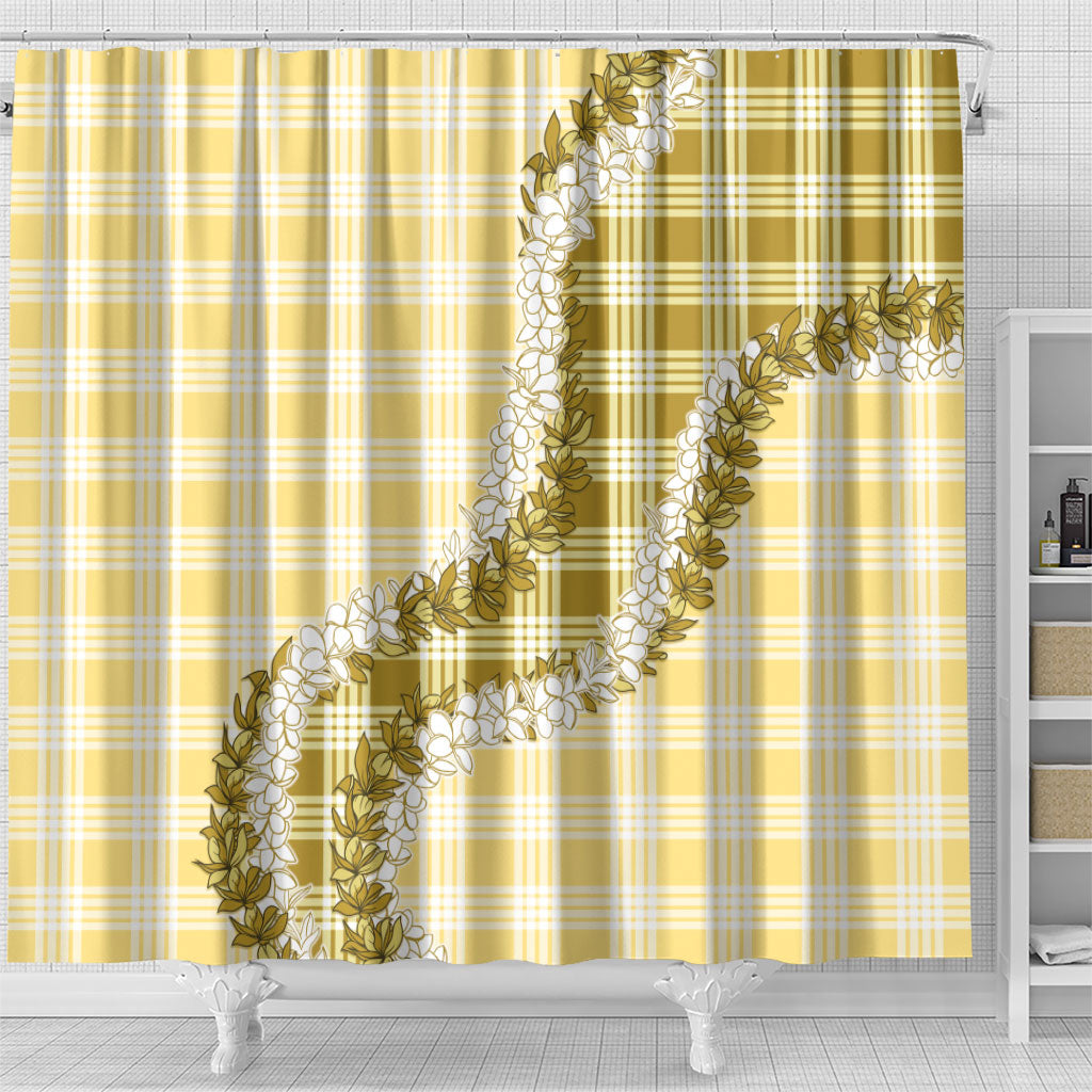 Yellow Hawaii Palaka Shower Curtain Hawaiian Honohono Lei