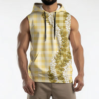 Yellow Hawaii Palaka Sleeveless Hoodie Hawaiian Honohono Lei