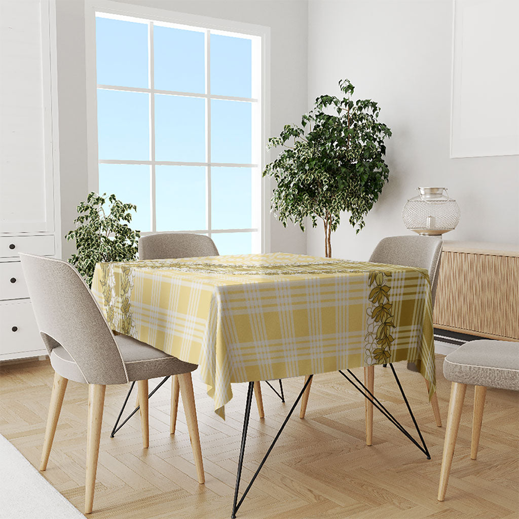 Yellow Hawaii Palaka Tablecloth Hawaiian Honohono Lei