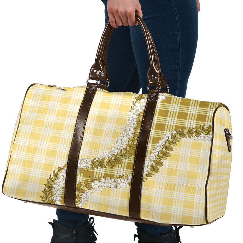 Yellow Hawaii Palaka Travel Bag Hawaiian Honohono Lei
