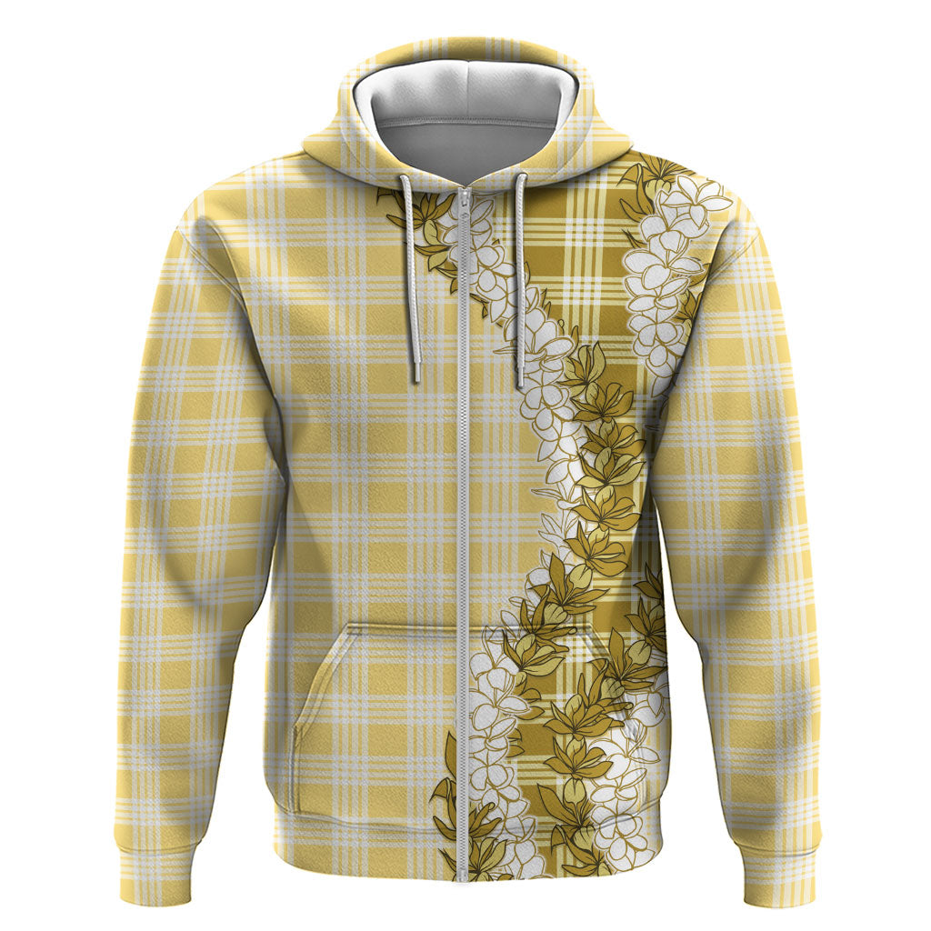 Yellow Hawaii Palaka Zip Hoodie Hawaiian Honohono Lei