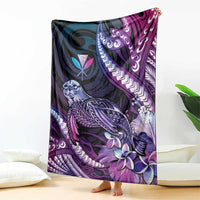 Hawaiian Monk Seal Blanket Kakau Tribal Pattern Violet Gradient