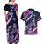 Hawaiian Monk Seal Couples Matching Off Shoulder Maxi Dress and Hawaiian Shirt Kakau Tribal Pattern Violet Gradient