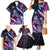 Hawaiian Monk Seal Family Matching Mermaid Dress and Hawaiian Shirt Kakau Tribal Pattern Violet Gradient