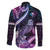 Hawaiian Monk Seal Family Matching Mermaid Dress and Hawaiian Shirt Kakau Tribal Pattern Violet Gradient