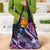 Hawaiian Monk Seal Grocery Bag Kakau Tribal Pattern Violet Gradient