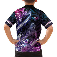 Hawaiian Monk Seal Hawaiian Shirt Kakau Tribal Pattern Violet Gradient