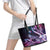 Hawaiian Monk Seal Leather Tote Bag Kakau Tribal Pattern Violet Gradient