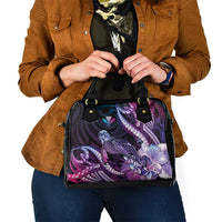 Hawaiian Monk Seal Shoulder Handbag Kakau Tribal Pattern Violet Gradient