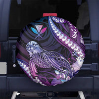 Hawaiian Monk Seal Spare Tire Cover Kakau Tribal Pattern Violet Gradient