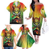 Vanuatu July 30th 1980 Family Matching Off The Shoulder Long Sleeve Dress and Hawaiian Shirt Happy Independence Day - Polynesian Pride