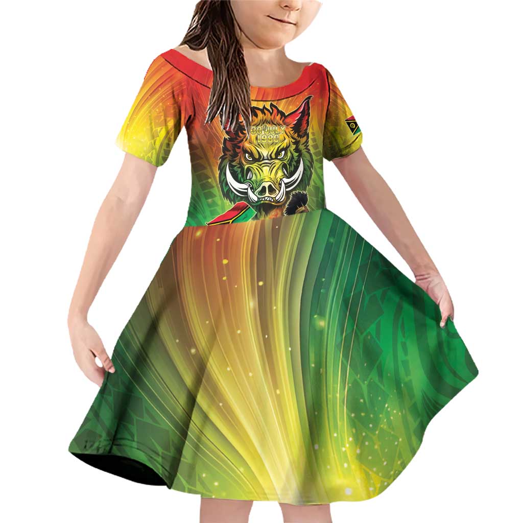 Vanuatu July 30th 1980 Family Matching Off Shoulder Short Dress and Hawaiian Shirt Happy Independence Day - Polynesian Pride