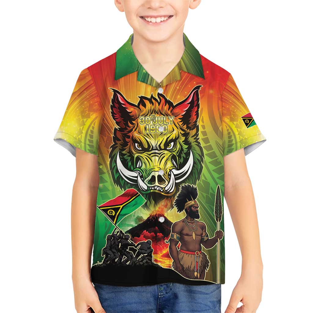 Vanuatu July 30th 1980 Family Matching Off Shoulder Short Dress and Hawaiian Shirt Happy Independence Day - Polynesian Pride