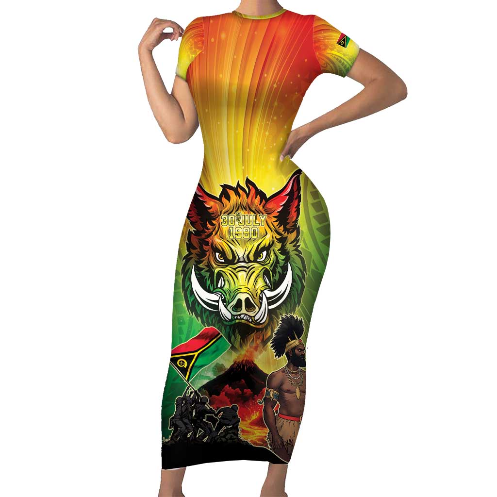 Vanuatu July 30th 1980 Family Matching Short Sleeve Bodycon Dress and Hawaiian Shirt Happy Independence Day - Polynesian Pride