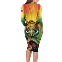 Vanuatu July 30th 1980 Long Sleeve Bodycon Dress Happy Independence Day - Polynesian Pride