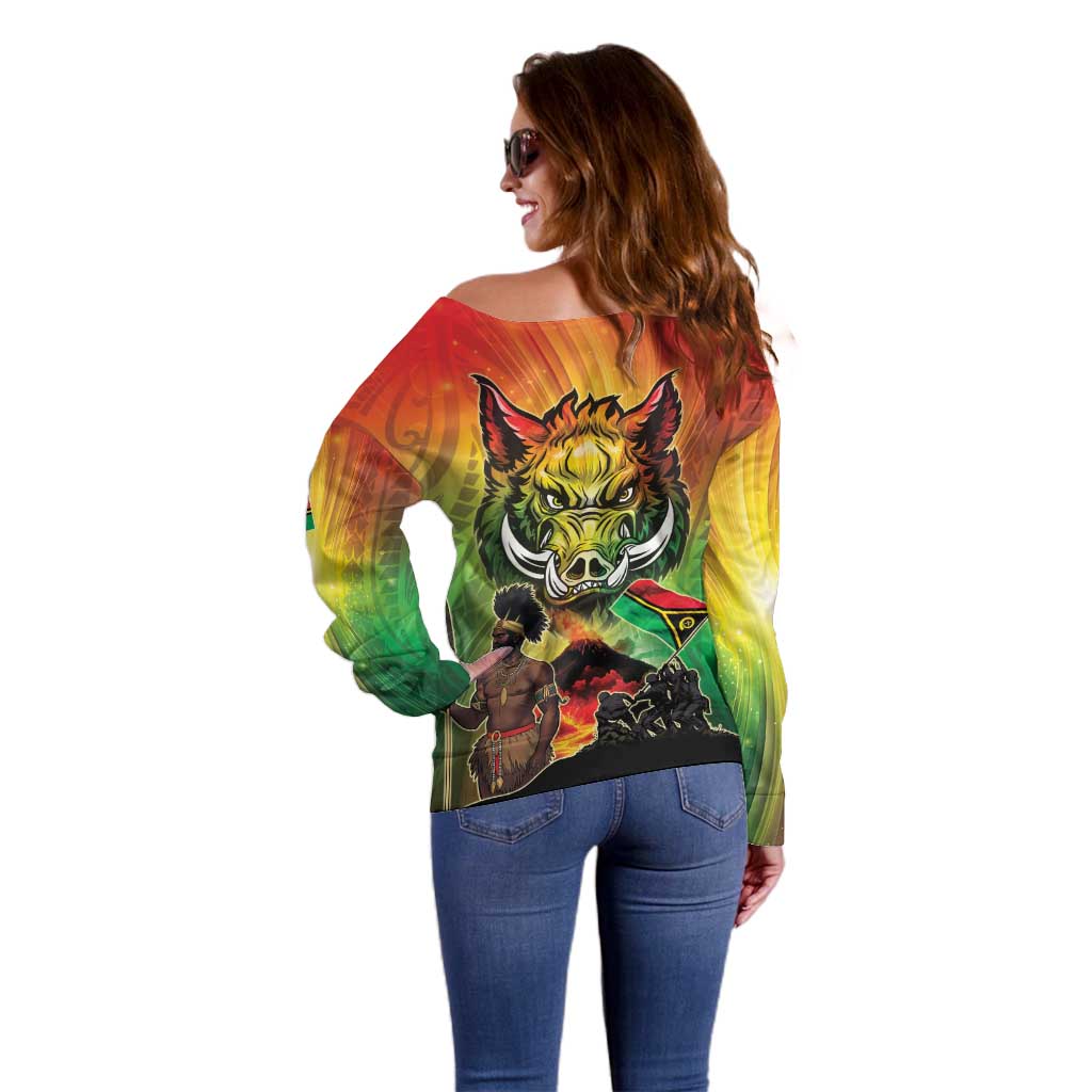 Vanuatu July 30th 1980 Off Shoulder Sweater Happy Independence Day - Polynesian Pride