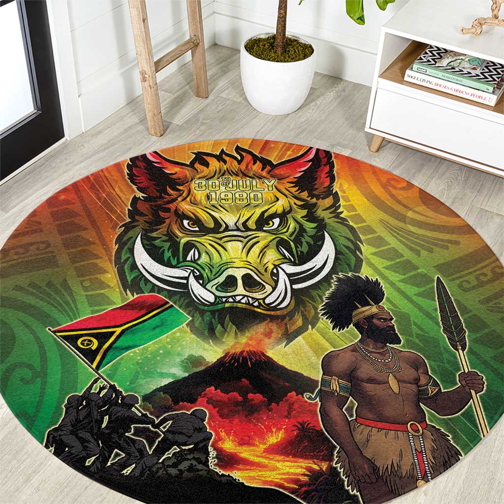 Vanuatu July 30th 1980 Round Carpet Happy Independence Day - Polynesian Pride