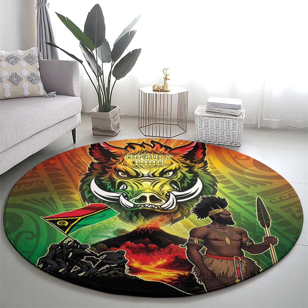 Vanuatu July 30th 1980 Round Carpet Happy Independence Day - Polynesian Pride