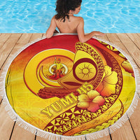 Vanuatu 45 Yia Indipendens Anivesari Beach Blanket Tamtam Drum With Boar Tusk - Polynesian Pride