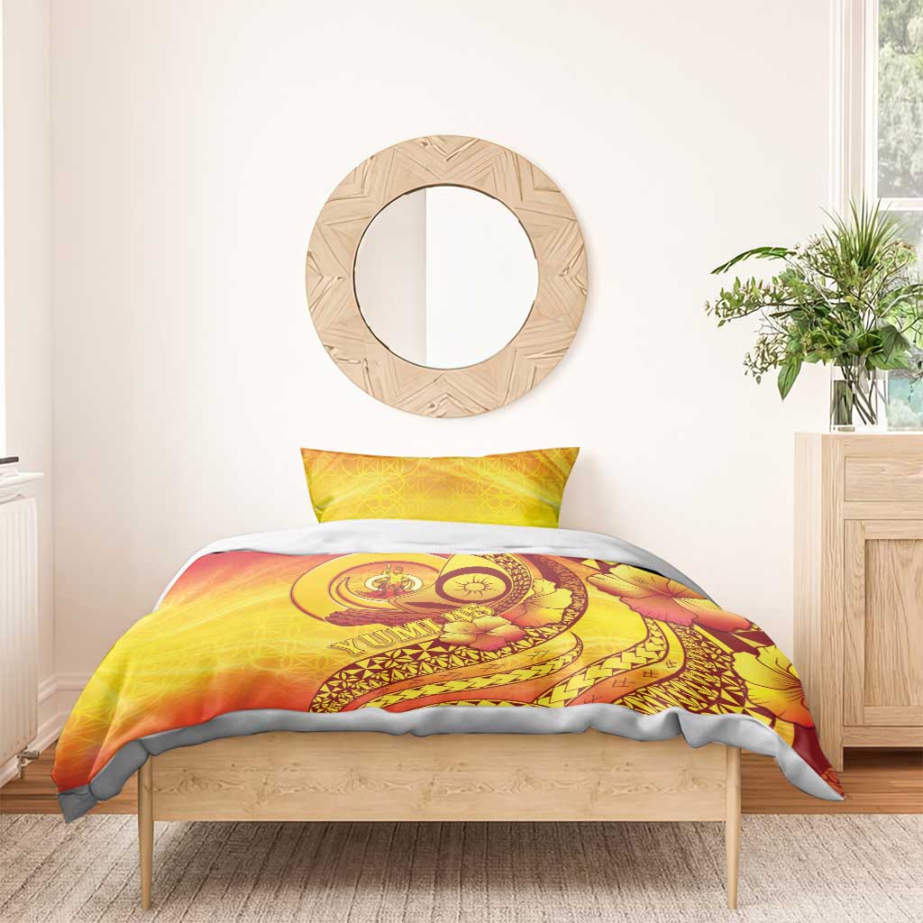 Vanuatu 45 Yia Indipendens Anivesari Bedding Set Tamtam Drum With Boar Tusk - Polynesian Pride