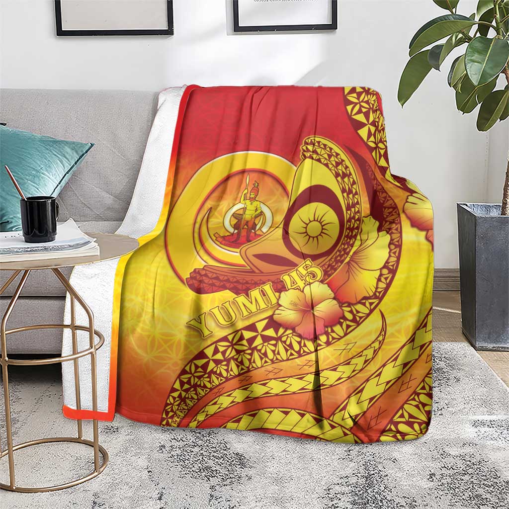 Vanuatu 45 Yia Indipendens Anivesari Blanket Tamtam Drum With Boar Tusk - Polynesian Pride