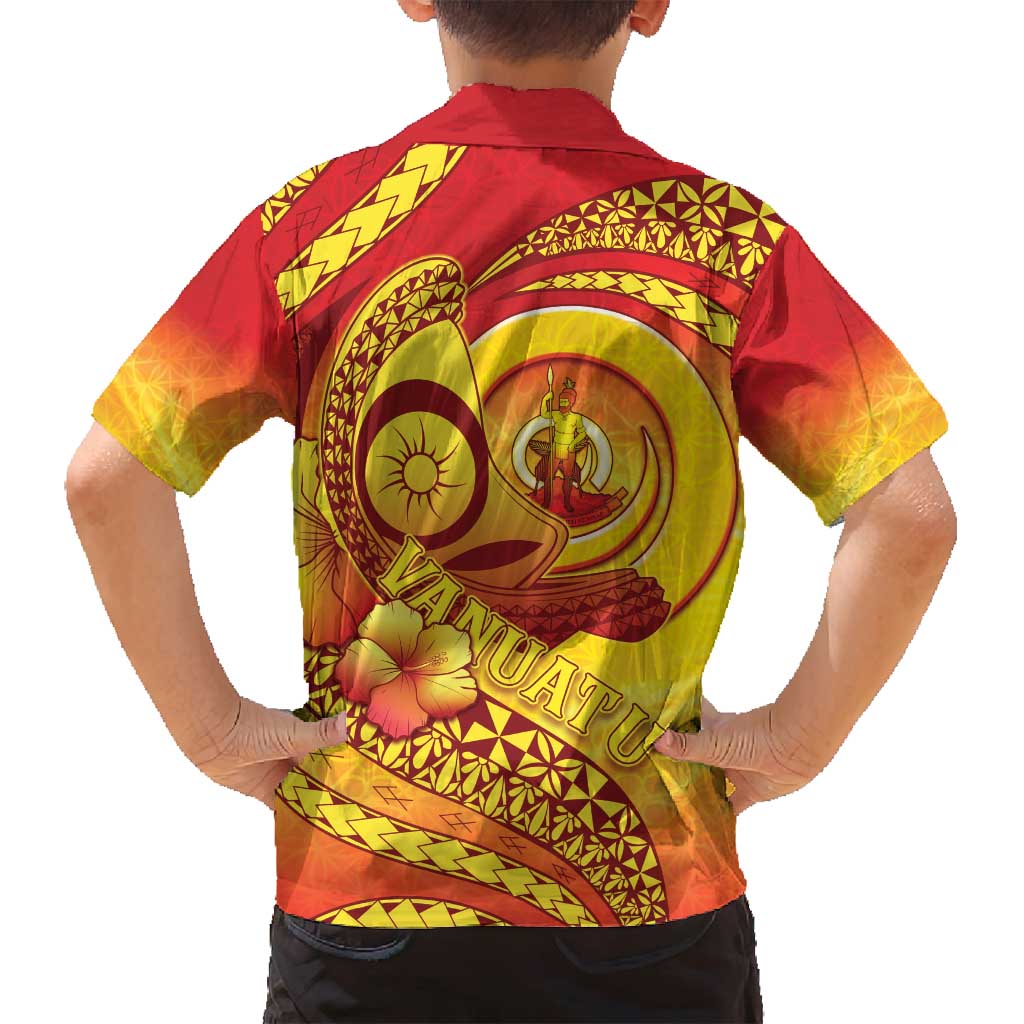 Vanuatu 45 Yia Indipendens Anivesari Family Matching Long Sleeve Bodycon Dress and Hawaiian Shirt Tamtam Drum With Boar Tusk - Polynesian Pride