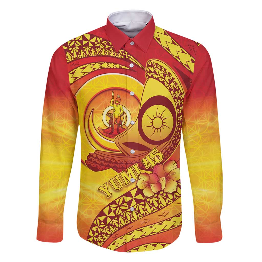 Vanuatu 45 Yia Indipendens Anivesari Family Matching Long Sleeve Bodycon Dress and Hawaiian Shirt Tamtam Drum With Boar Tusk - Polynesian Pride