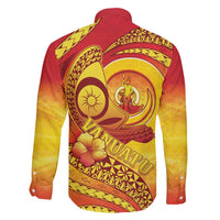 Vanuatu 45 Yia Indipendens Anivesari Family Matching Long Sleeve Bodycon Dress and Hawaiian Shirt Tamtam Drum With Boar Tusk - Polynesian Pride