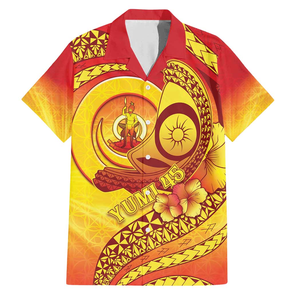 Vanuatu 45 Yia Indipendens Anivesari Family Matching Mermaid Dress and Hawaiian Shirt Tamtam Drum With Boar Tusk - Polynesian Pride