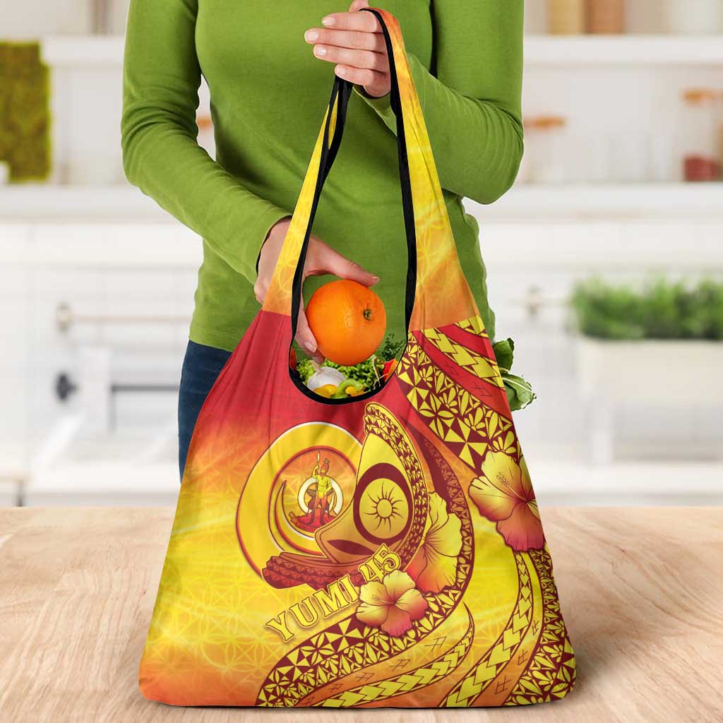 Vanuatu 45 Yia Indipendens Anivesari Grocery Bag Tamtam Drum With Boar Tusk - Polynesian Pride