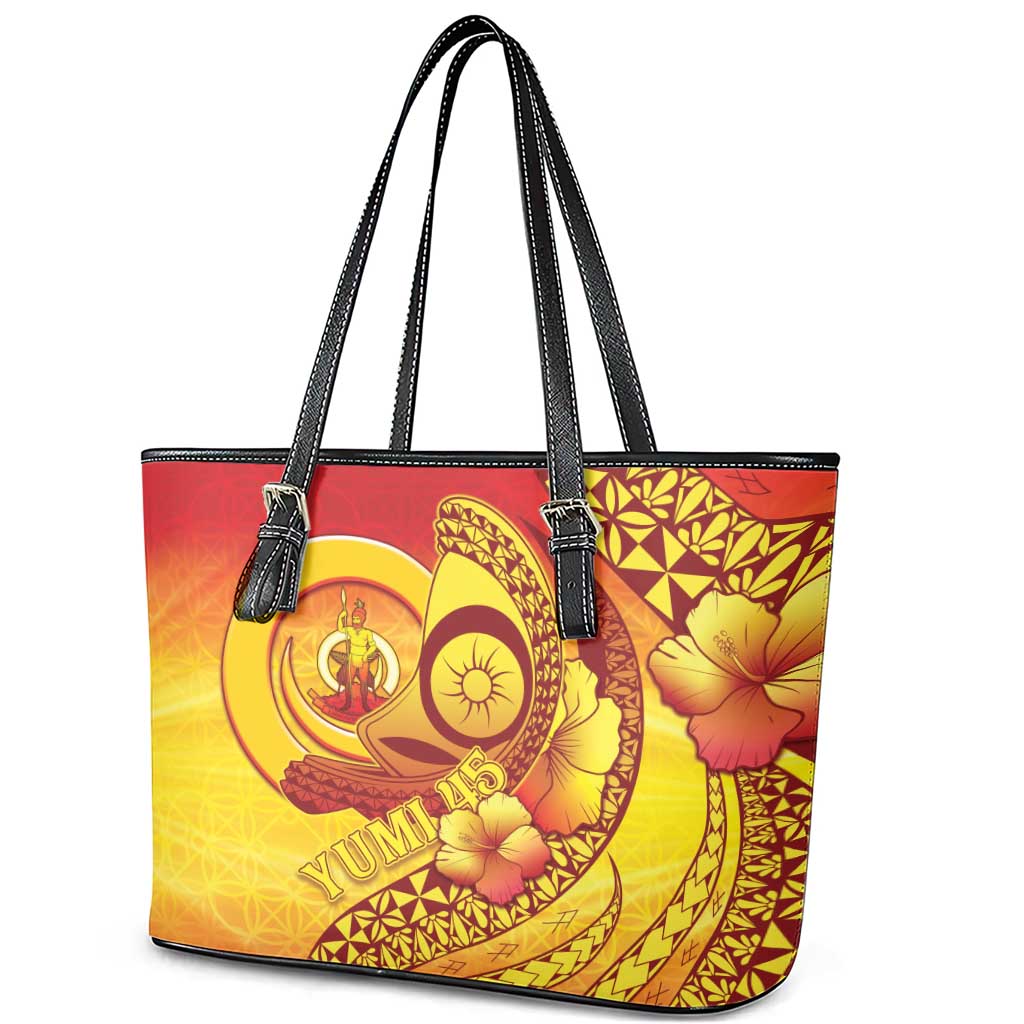 Vanuatu 45 Yia Indipendens Anivesari Leather Tote Bag Tamtam Drum With Boar Tusk - Polynesian Pride