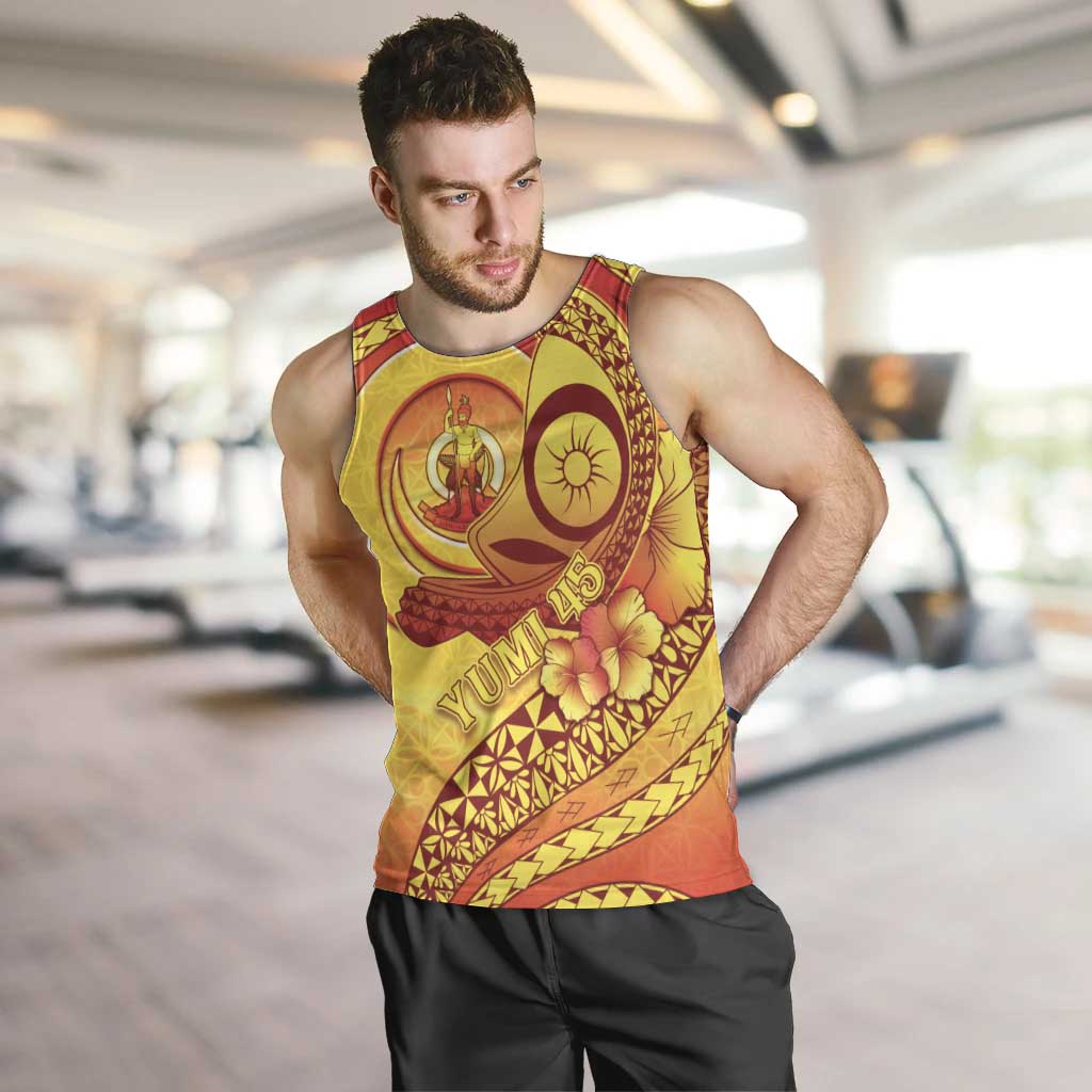 Vanuatu 45 Yia Indipendens Anivesari Men Tank Top Tamtam Drum With Boar Tusk - Polynesian Pride