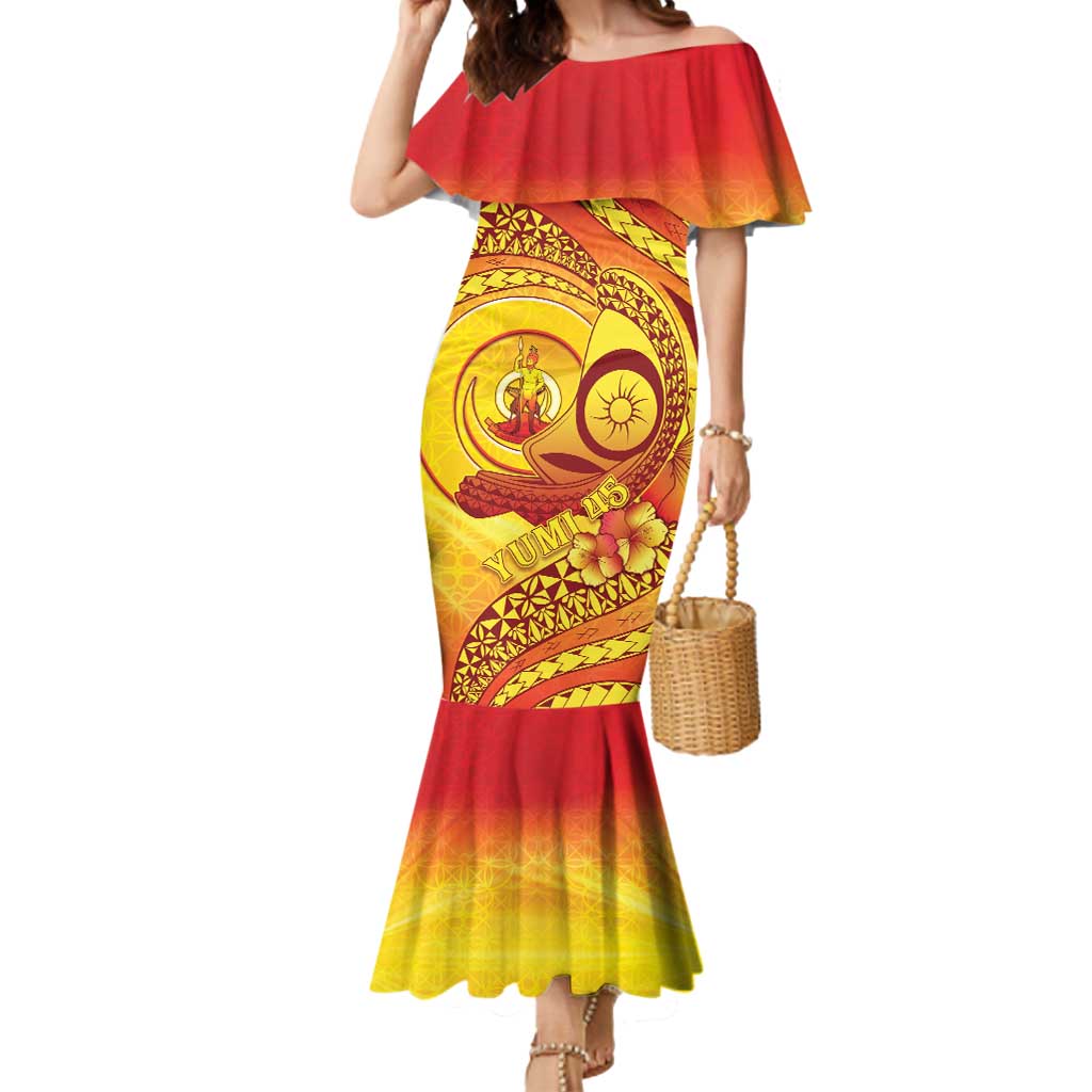 Vanuatu 45 Yia Indipendens Anivesari Mermaid Dress Tamtam Drum With Boar Tusk - Polynesian Pride
