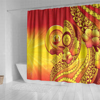 Vanuatu 45 Yia Indipendens Anivesari Shower Curtain Tamtam Drum With Boar Tusk - Polynesian Pride