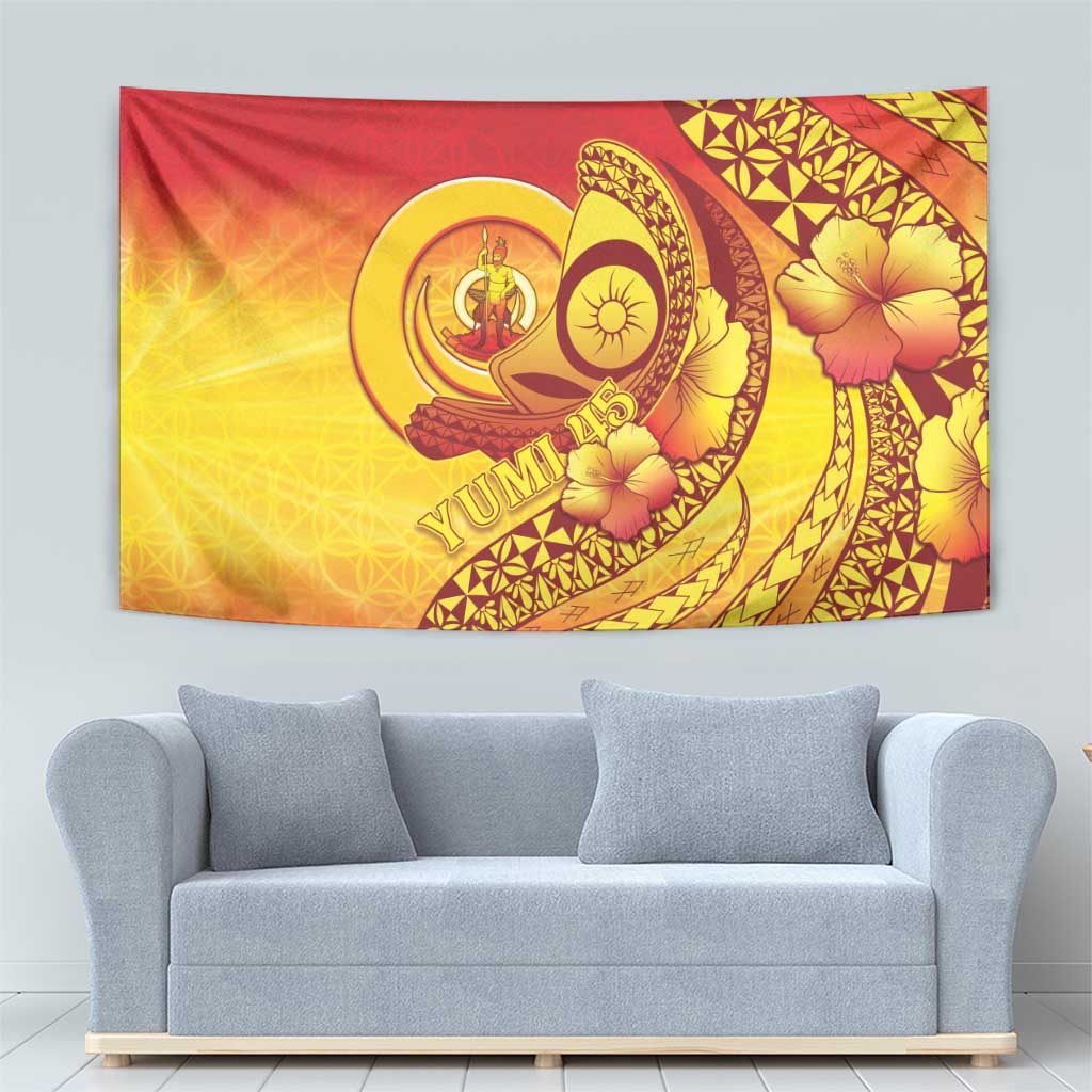 Vanuatu 45 Yia Indipendens Anivesari Tapestry Tamtam Drum With Boar Tusk - Polynesian Pride