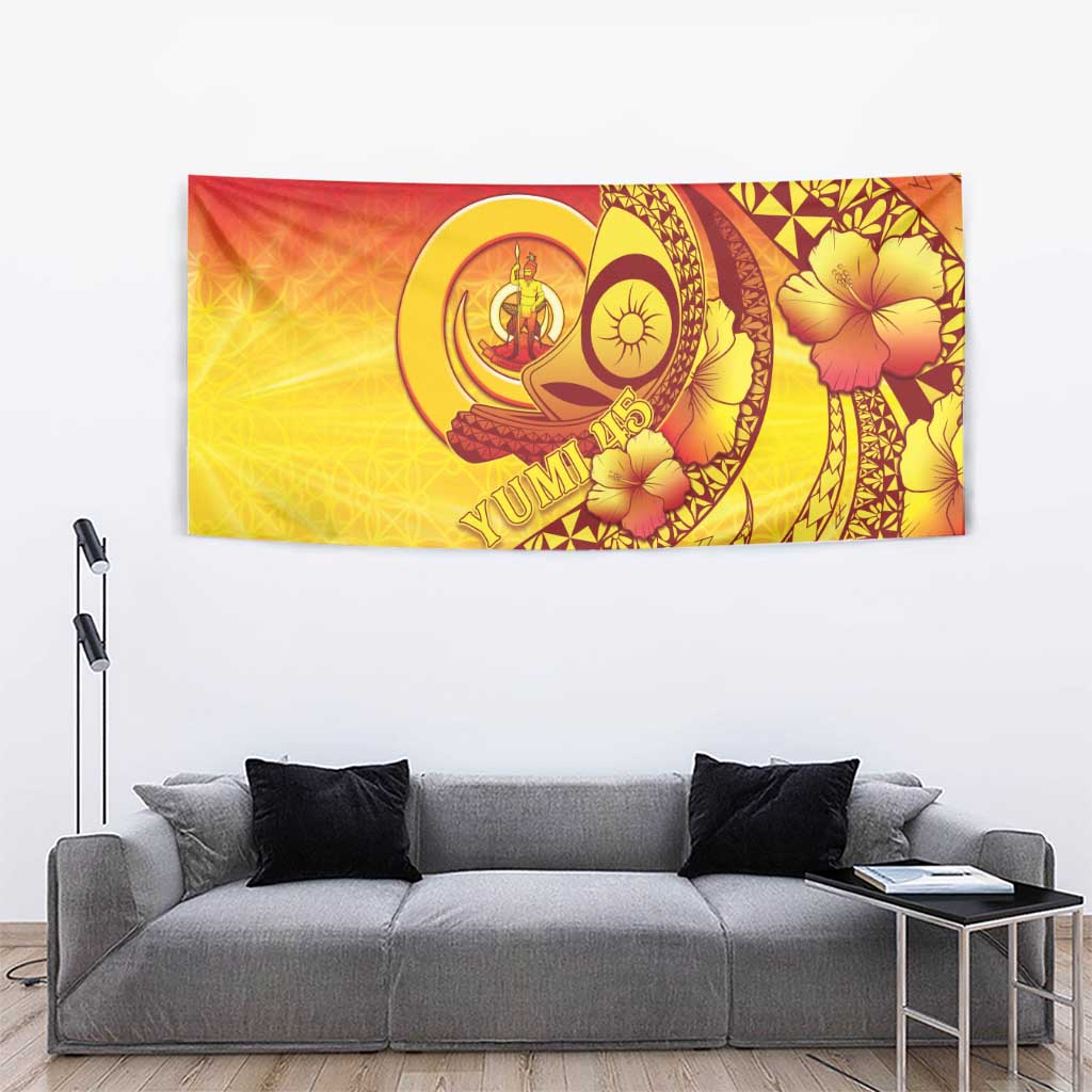 Vanuatu 45 Yia Indipendens Anivesari Tapestry Tamtam Drum With Boar Tusk - Polynesian Pride