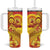 Vanuatu 45 Yia Indipendens Anivesari Tumbler With Handle Tamtam Drum With Boar Tusk - Polynesian Pride