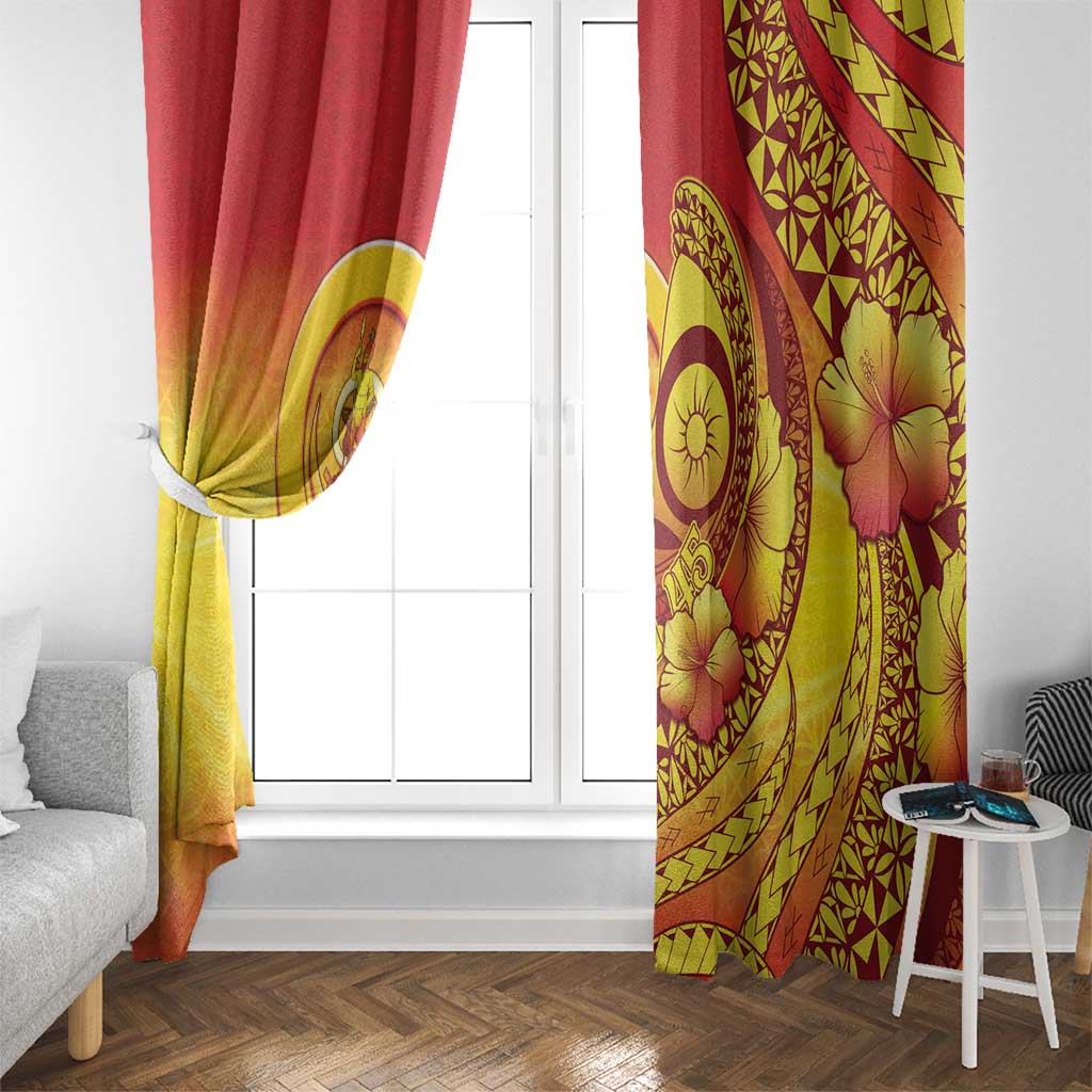 Vanuatu 45 Yia Indipendens Anivesari Window Curtain Tamtam Drum With Boar Tusk - Polynesian Pride