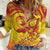 Vanuatu 45 Yia Indipendens Anivesari Women Casual Shirt Tamtam Drum With Boar Tusk - Polynesian Pride
