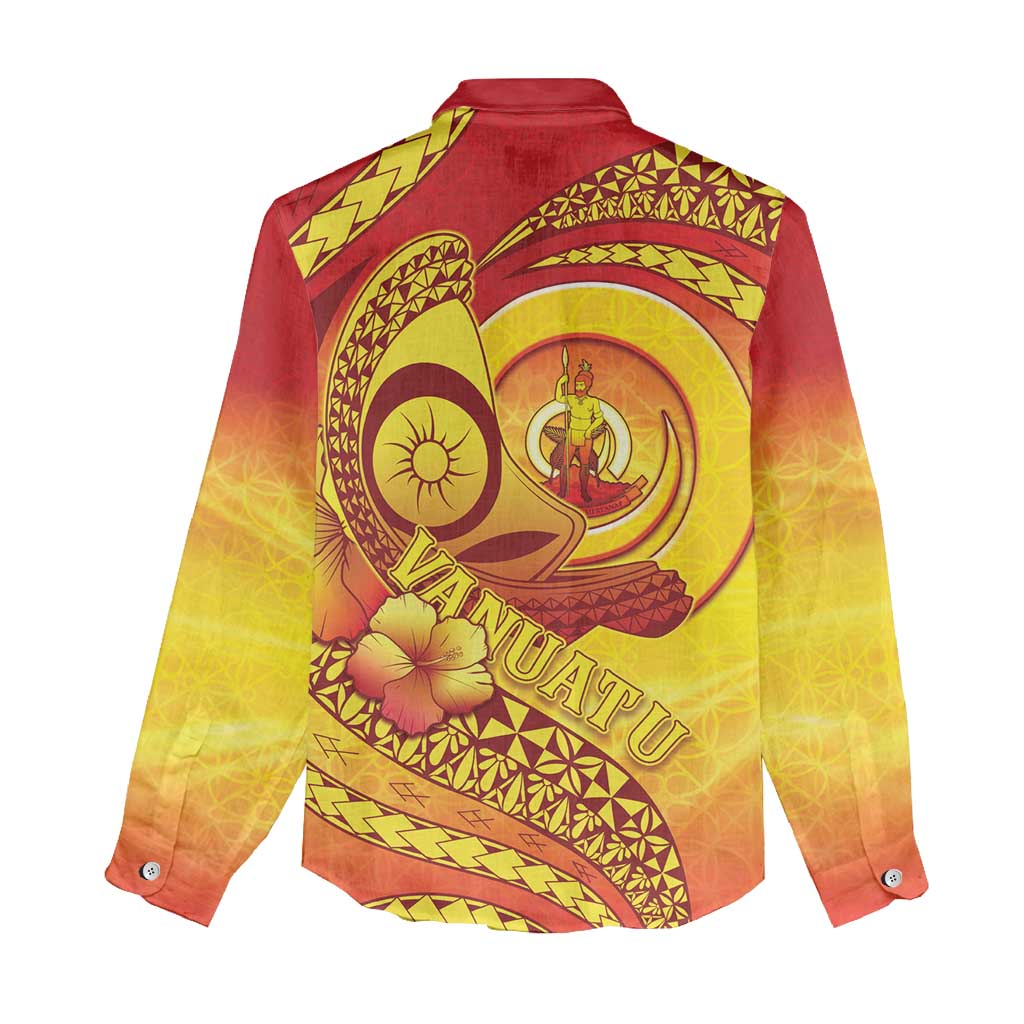 Vanuatu 45 Yia Indipendens Anivesari Women Casual Shirt Tamtam Drum With Boar Tusk LT05 - Polynesian Pride